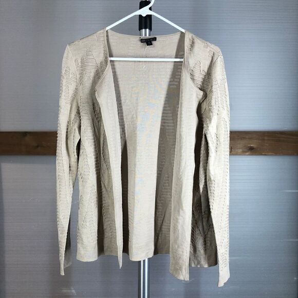 LAFAYETTE 148‎ New York Tan Silk Blend Lightweight Front Clasp Cardigan Sz M - Picture 4 of 8